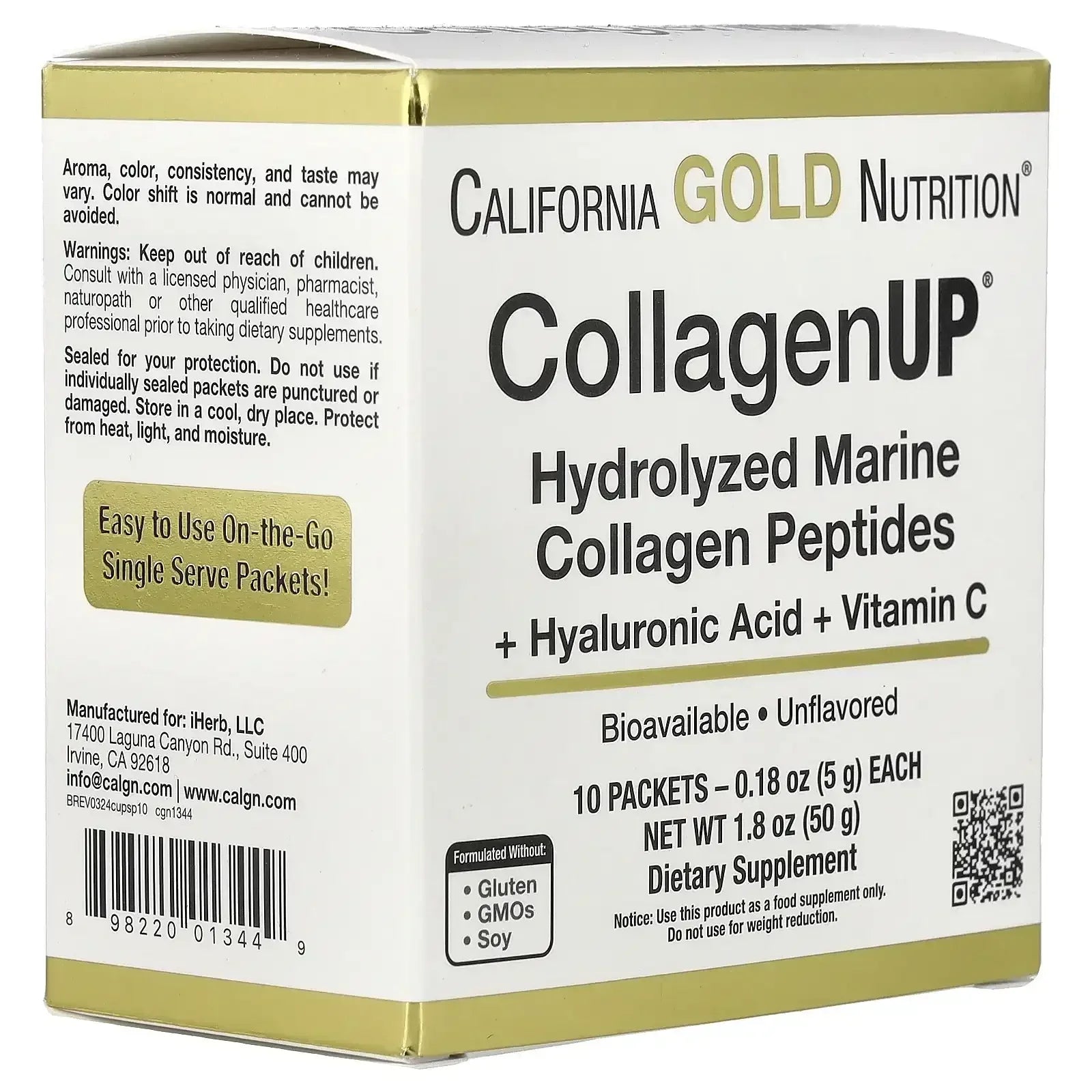 California Gold Nutrition CollagenUP®, Hydrolyzed Marine Collagen Peptides with Hyaluronic Acid and Vitamin C, Unflavored, 7.26 oz (206 g)