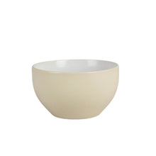 Tan coupe dinner bowl with smooth glossy interior and rim