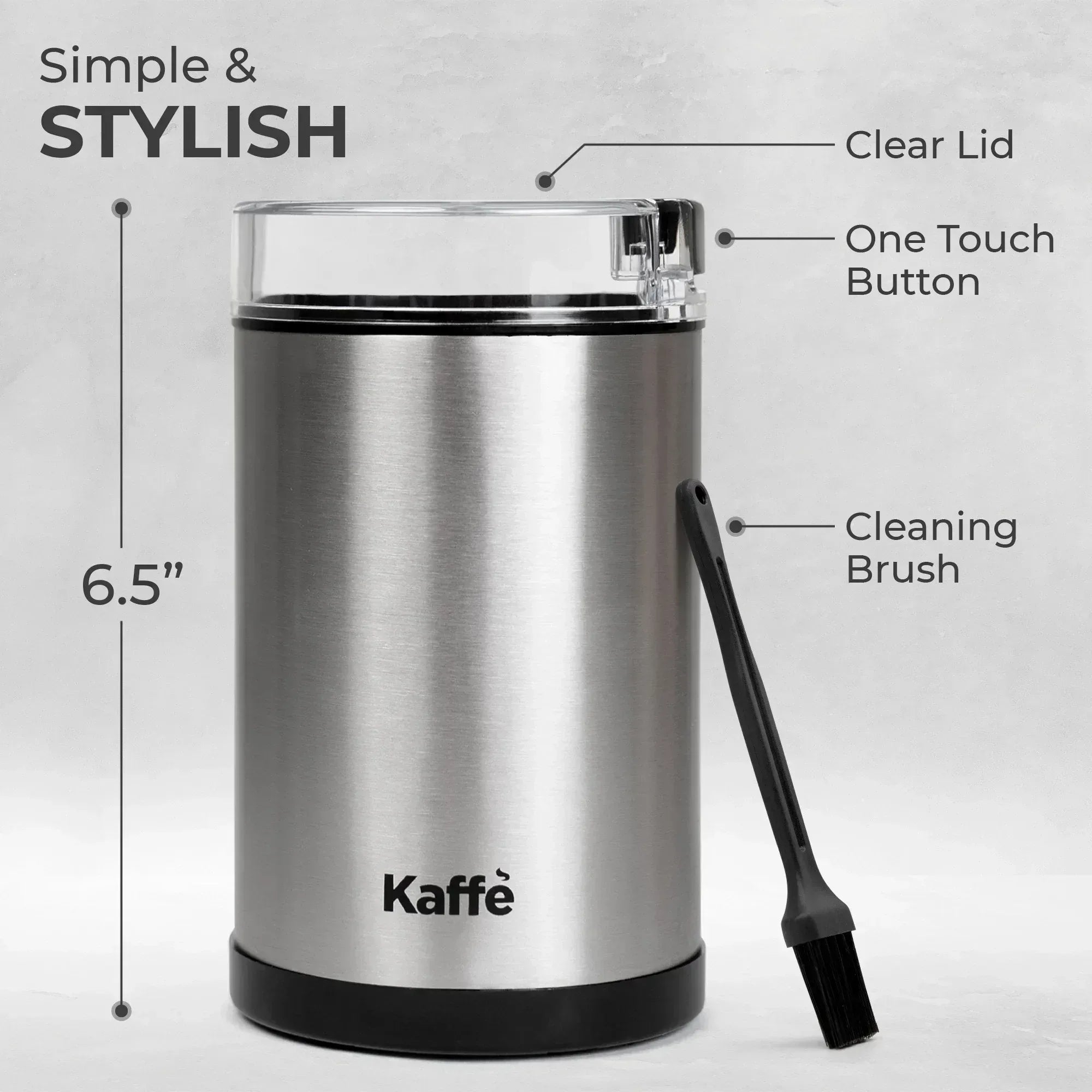 Kaffe Coffee Grinder Electric Copper, (3.5oz/14 Cup) w Free Cleaning Brush