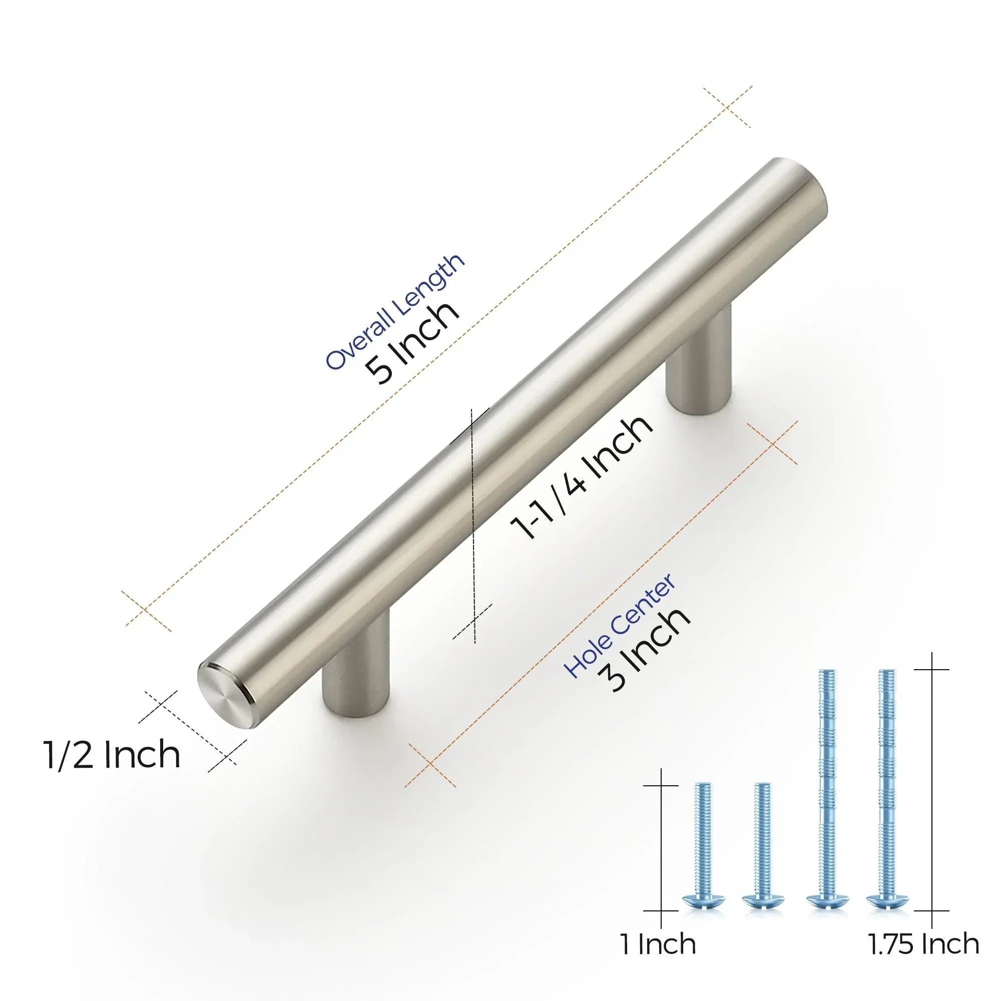 Ravinte 10 Pack 5" Cabinet Pulls Brushed Nickel Stainless Steel Kitchen Drawer Pulls Cabinet Handles 3" Hole Center