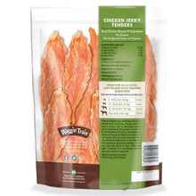 Chicken jerky tenders dog treat bag back with ingredients and feeding info