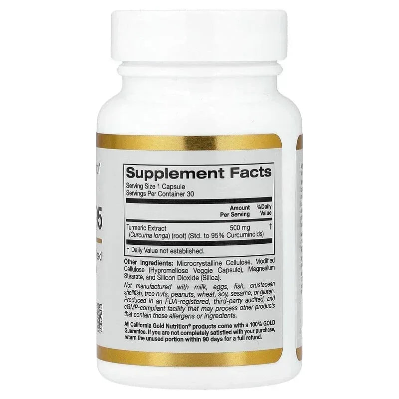 California Gold Nutrition, Curcumin 95, 30 Veggie Capsules (500 mg per Capsule)