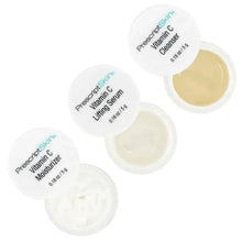 Vitamin C trial set jars showing moisturizer, lifting serum, and cleanser, 0.18 oz