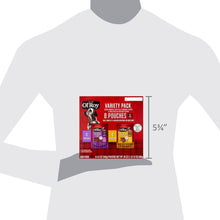 Dog food variety pack with 8 pouches, gravy flavors in sealed retail box