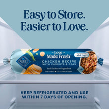 Refrigerated chicken dog food roll placed for storage in a cooler