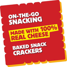 On-the-go baked snack crackers badge, made with 100% real cheese