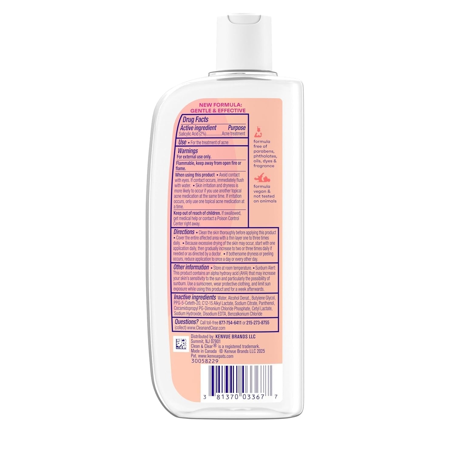 Clean & Clear Essentials Oil-Free Acne Toner, 2% Salicylic Acid Acne Treatment with Pro-Vitamin B5, Deep Pore Facial Toner for Blackheads & Pimples, Fragrance Free, 8 fl. oz