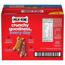 Milk-Bone dog biscuits box back panel with crunchy goodness and nutrition facts