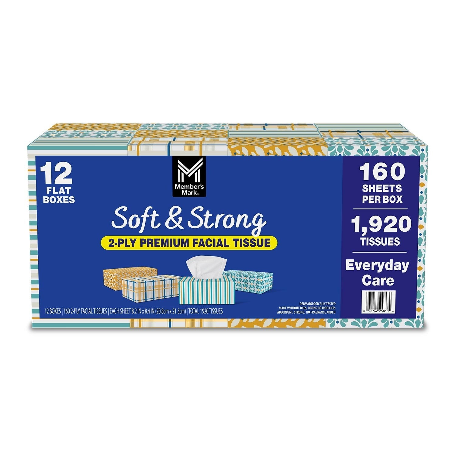 Member’s Mark Soft & Strong 2-Ply Premium Facial Tissues 12 Flat Boxes, 160 tissues/box