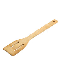 Bamboo slotted turner spoon with three slots and hanging hole