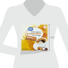 Ground coffee pods pack on white T-shirt, Breakfast Blend 48 ct