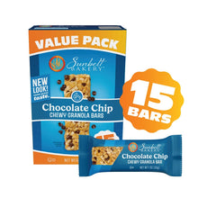Chocolate chip chewy granola bar value pack with 15 bars and one wrapped bar