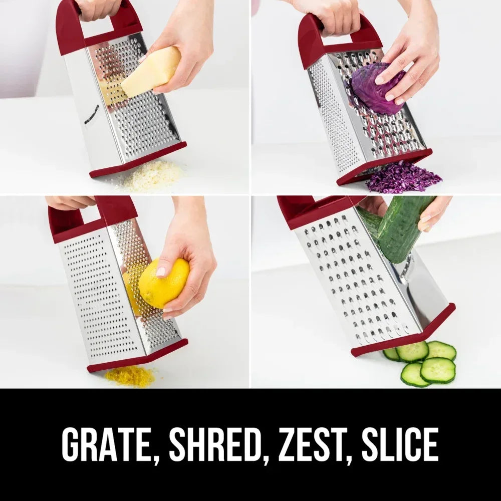 GORILLA GRIP Cheese Grater, BPA Free Stainless Steel Box Graters, Cheeses and Veggie Shredder