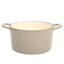 Taupe enamel cast iron Dutch oven with lid and side handles