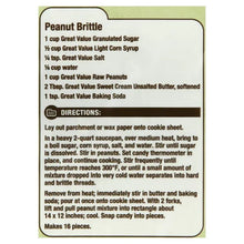 Peanut brittle recipe panel on raw peanuts package back