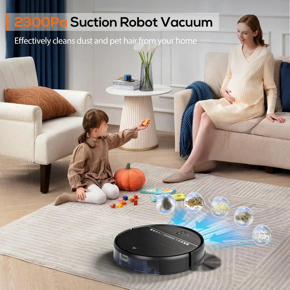 GOOVI Robot Vacuum Cleaner and Mop Combo with App WiFi and Remote Control Robotic Vacuums, Black - USA MEGA SHOP