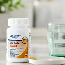 Equate One Daily women's multivitamin bottle with small tablet pieces