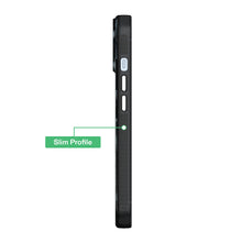 Black slim phone case with button cutouts and side ports