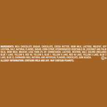 Ingredients panel for caramel cold brew milk chocolate candy with allergy information