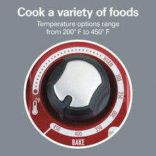 Toaster oven temperature dial with ring markings and bake, toast, and warm settings