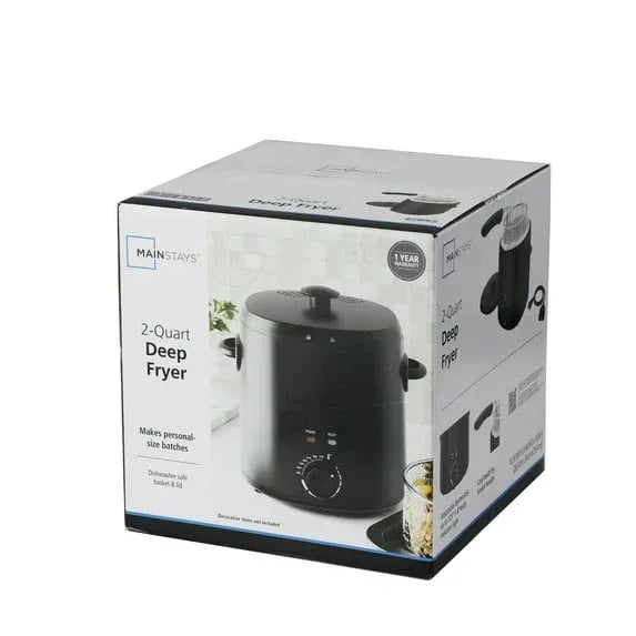 Mainstays 2QT Electric Deep Fryer, Matte Black - Household, 1000W