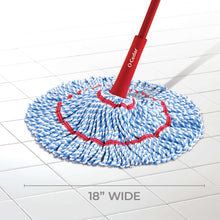 MicroTwist MAX microfiber mop head, blue loops with red stitched border, 18 in wide