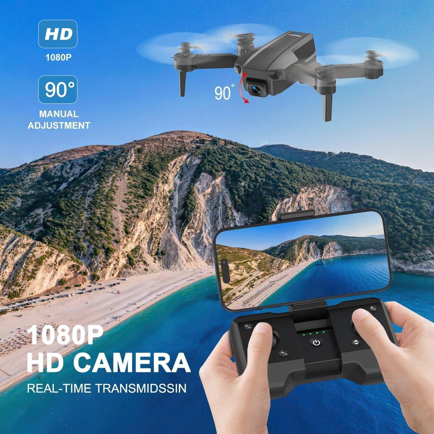 AUOSHI V1 Mini FPV Drone with 1080P HD Camera, Dual Lens & VR Mode, Optical Flow, 2 Batteries, Gesture/Voice/Gravity Control, 360°Flip, Orbit & Follow – Fun Gift for Kids, Teens,Adults & Beginners