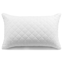 White quilted cluster king bed pillow, long rectangular shape