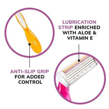 Women’s razor head with lubricating strip and anti-slip grip handle