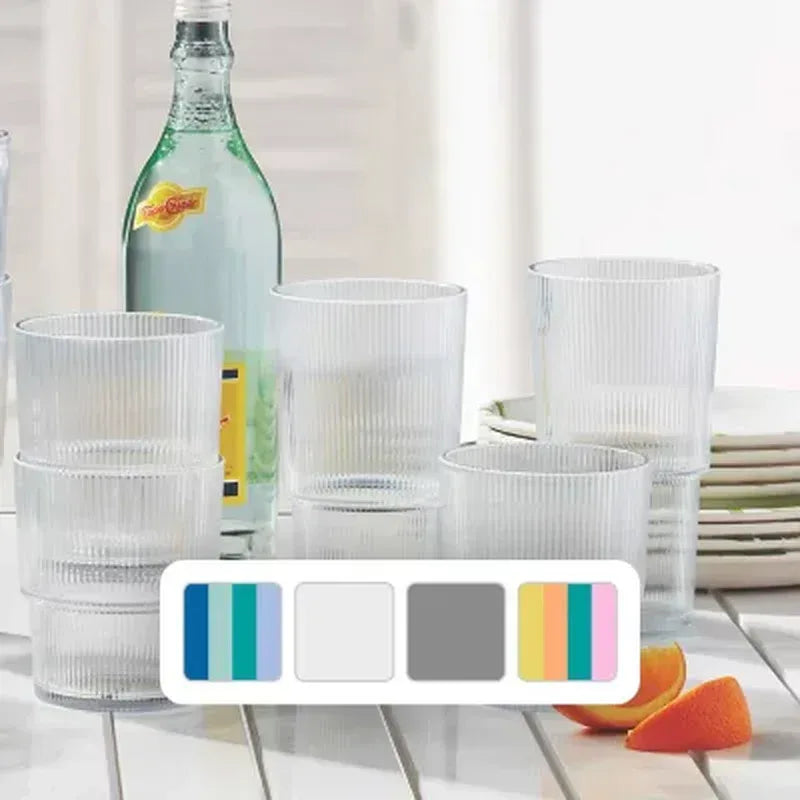 Member'S Mark Shatterproof 12-Piece Drinkware Set Ribbed (Assorted Colors)