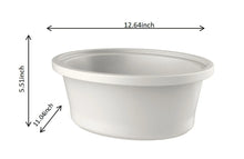White slow-cooker insert cup with 12.64-inch and 5.15-inch dimensions