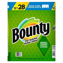Bounty paper towel packaging front with Select-A-Size branding on green background