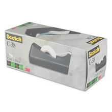 Scotch tape dispenser box with molded holder and white tape roll