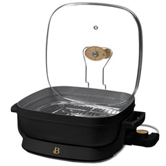 Beautiful 5 in 1 Electric Skillet - Expandable up to 7 Qt with Glass Lid, Black Sesame by Drew Barrymore