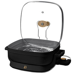 Beautiful 5 in 1 Electric Skillet - Expandable up to 7 Qt with Glass Lid, Black Sesame by Drew Barrymore - USA MEGA SHOP