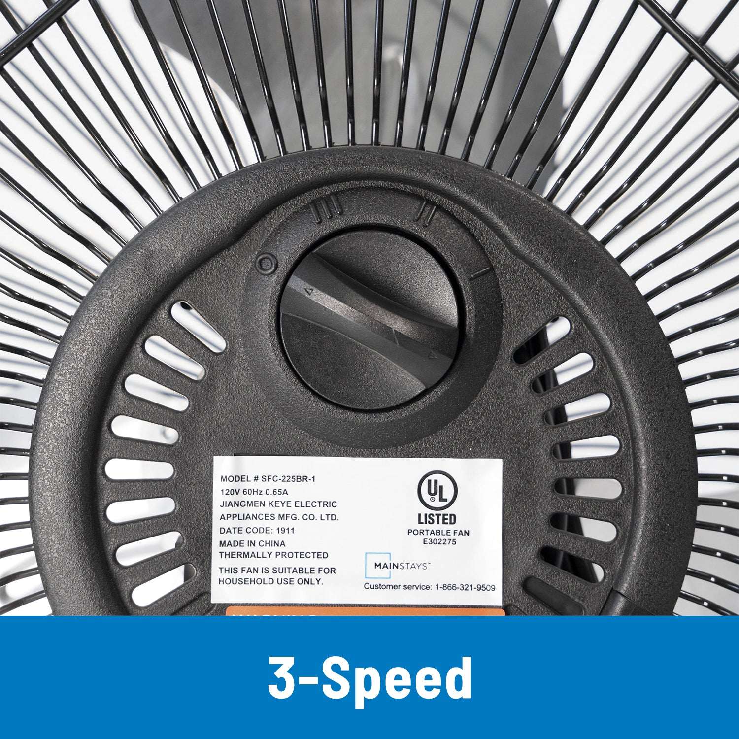 Mainstays 9 Inch High Velocity Metal 3-Speed Fan with 360-Degree Tilt and Wall Mount
