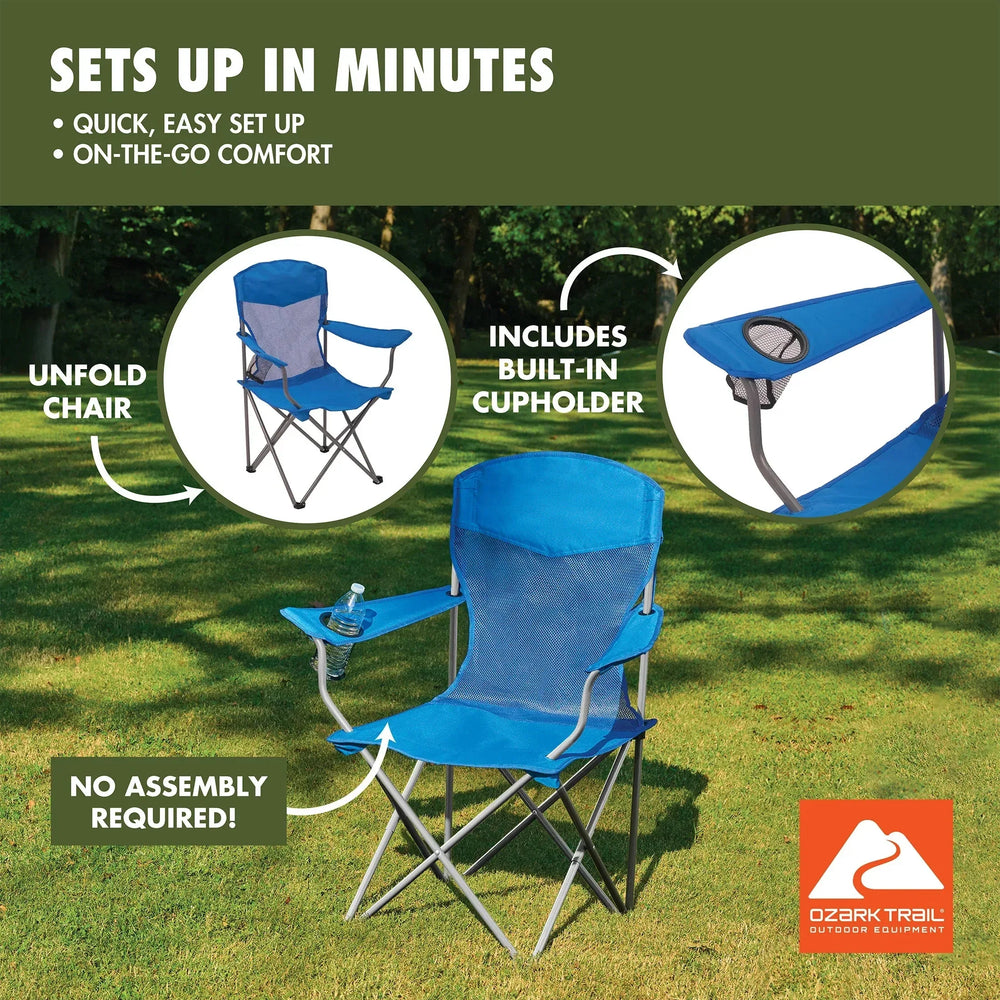 Ozark Trail Basic Mesh Chair Blue, Adult, 32.28in x 20.28in x 37.60in - USA MEGA SHOP