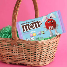 Milk chocolate pastel blend candy bag in wicker Easter basket