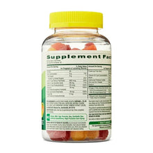 Supplement facts label on a prenatal multivitamin gummy bottle