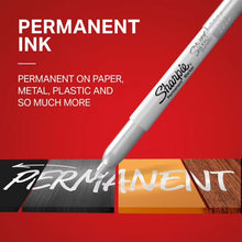 Silver metallic permanent marker with fine tip, angled barrel