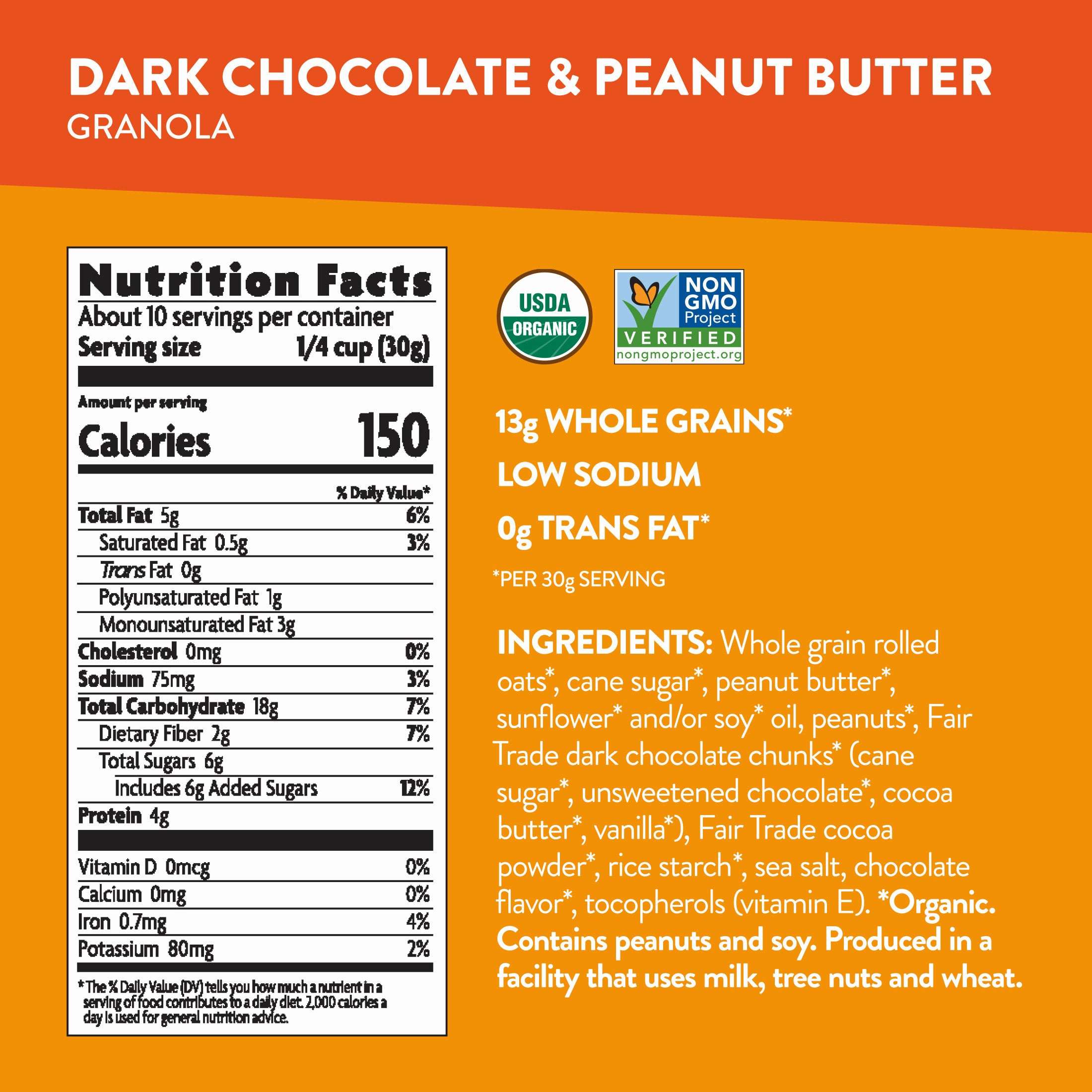 Love Crunch Organic Granola, Dark Chocolate & Peanut Butter, 11.5oz Pouch