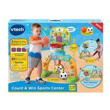 Sports learning toy retail box with basketball playset illustration and age label