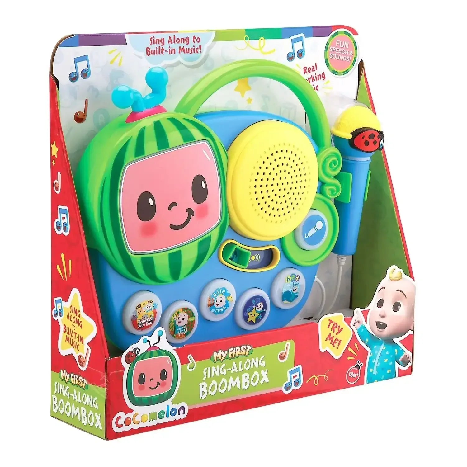 Cocomelon Sing Along Boombox - Music & Working Karaoke Microphone, Children Ages 3+ - USA MEGA SHOP