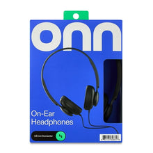 Blue retail box for on-ear headphones with 3.5 mm connector illustration
