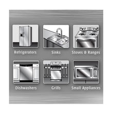 Weiman stainless steel cleaner use guide showing refrigerators, sinks, stoves, grills and appliances