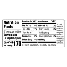 Nutrition Facts panel showing serving size and nutrients for mixed nuts
