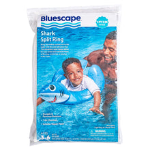 Shark split inflatable swim ring product bag with shark character illustration