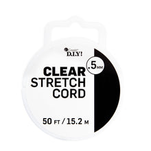 Clear stretch cord spool, 0.5 mm, 50 ft on package holder