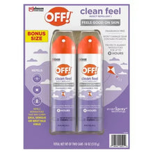 OFF! insect repellent aerosol twin pack in box, two orange-and-white cans