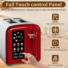 2-slice toaster with full-touch control panel, red exterior